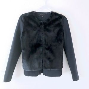 Banana Republic Navy long sleeve fake fur bomber